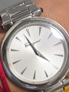 Salvatore Ferragamo Silver Sunburst Dial Stainless Watch